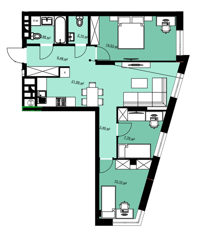 3-комнатная 70.3 м² в ЖК Green Park от 16 500 грн/м², г. Винники