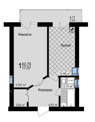 1-комнатная 42.76 м² в ЖК Зелені Пагорби от 21 250 грн/м², Черновцы