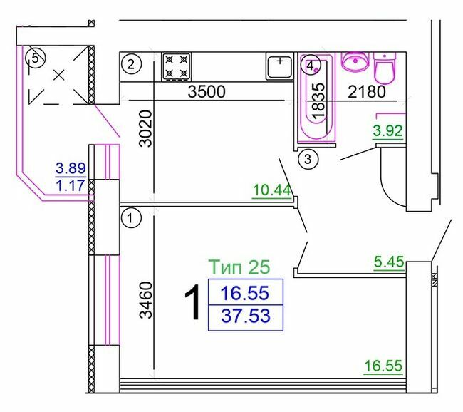 1-комнатная 37.53 м² в Мкрн Академический от 15 850 грн/м², Винница