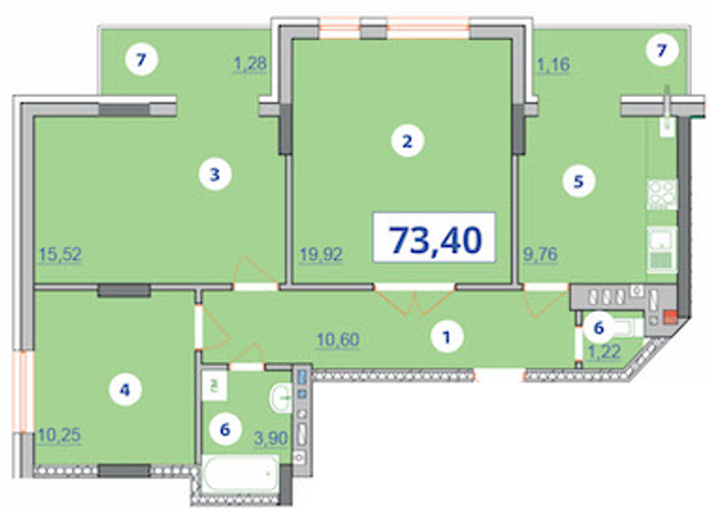 3-комнатная 73.4 м² в ЖК Квартал Галичанка от 17 800 грн/м², Ивано-Франковск