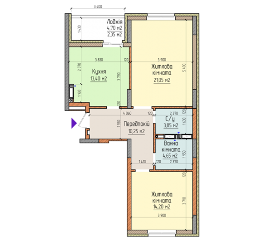 2-кімнатна 69.5 м² в ЖК Акварелі-2 від 19 500 грн/м², м. Вишневе