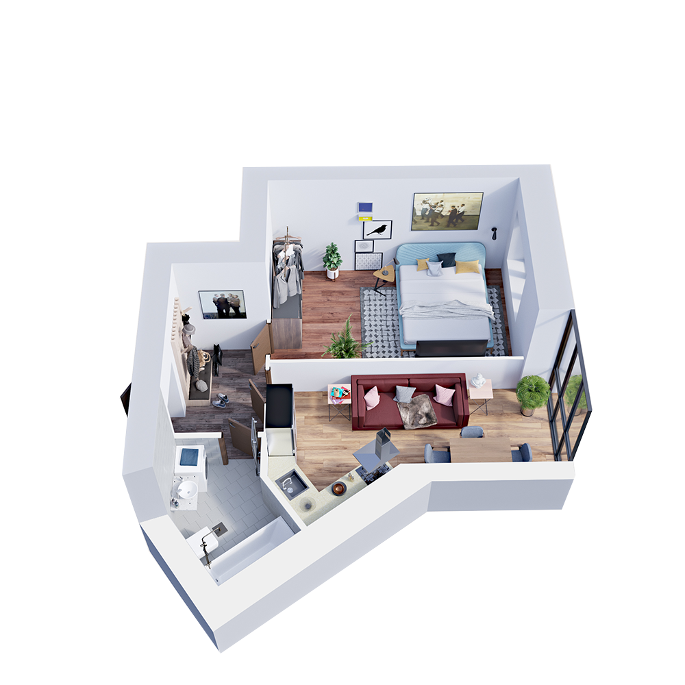 1-кімнатна 41.28 м² в ЖК Рідний від 23 000 грн/м², с. Гатне