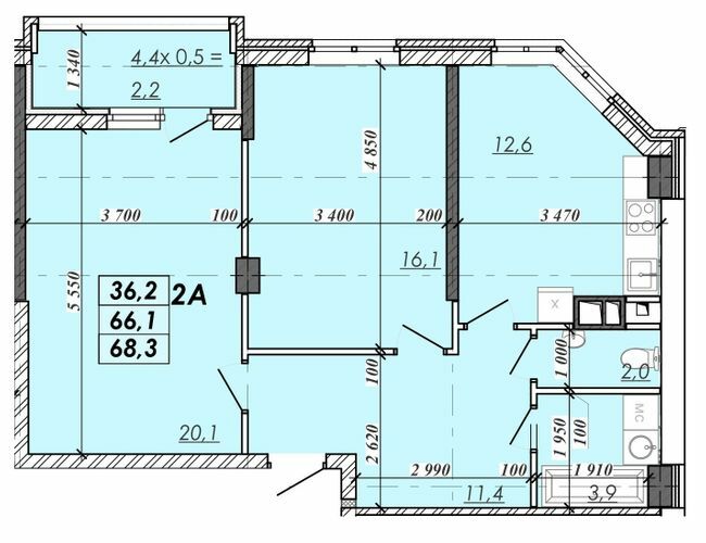 2-комнатная 68.3 м² в ЖК RealPark от 15 550 грн/м², Одесса