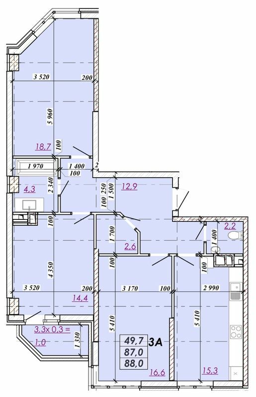 3-комнатная 88 м² в ЖК RealPark от 15 750 грн/м², Одесса