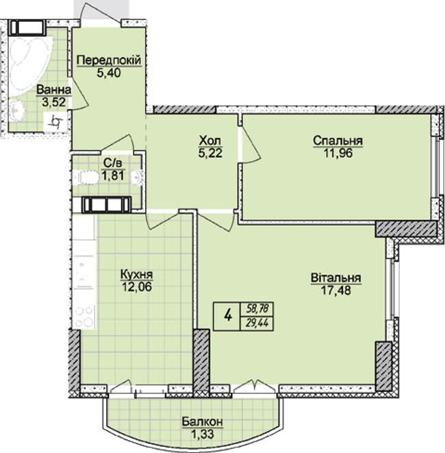 2-кімнатна 58.78 м² в ЖК Башни Фонтана від 20 800 грн/м², Одеса