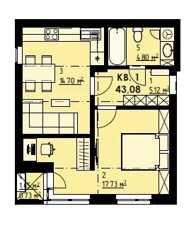 1-комнатная 43.08 м² в КД Покрова 3 от 14 000 грн/м², г. Ирпень