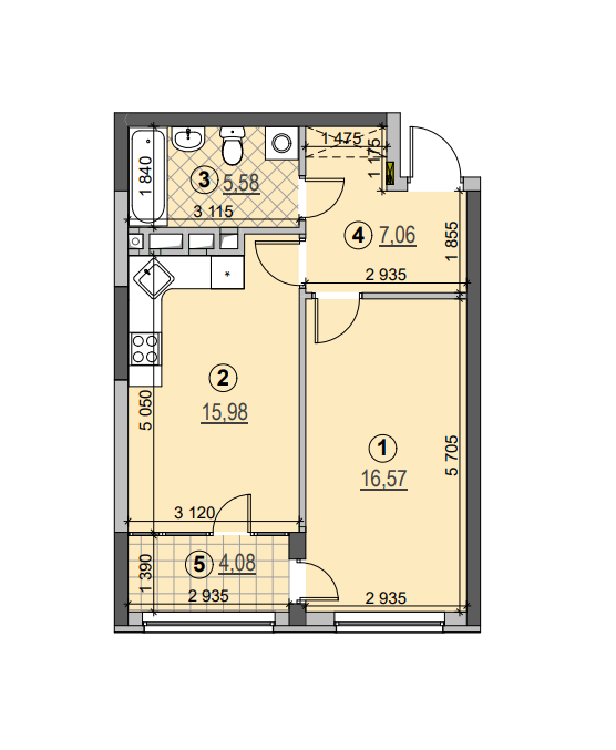1-кімнатна 49.27 м² в ЖК Галактика від забудовника, Київ