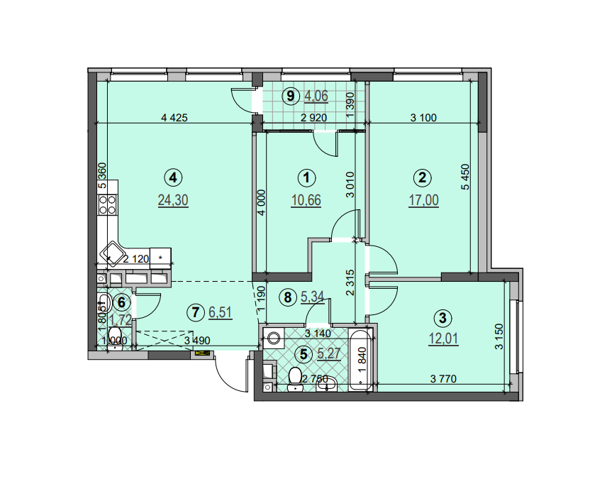 3-кімнатна 86.87 м² в ЖК Галактика від 24 450 грн/м², Київ