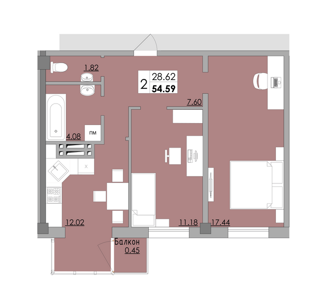 2-комнатная 54.59 м² в ЖК Місто Мрій от 15 600 грн/м², Одесса