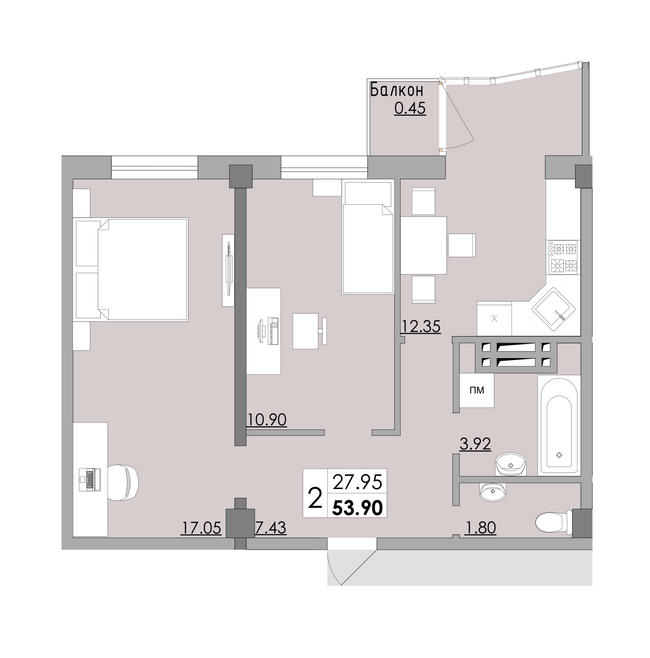 2-кімнатна 53.9 м² в ЖК Місто Мрій від 15 450 грн/м², Одеса