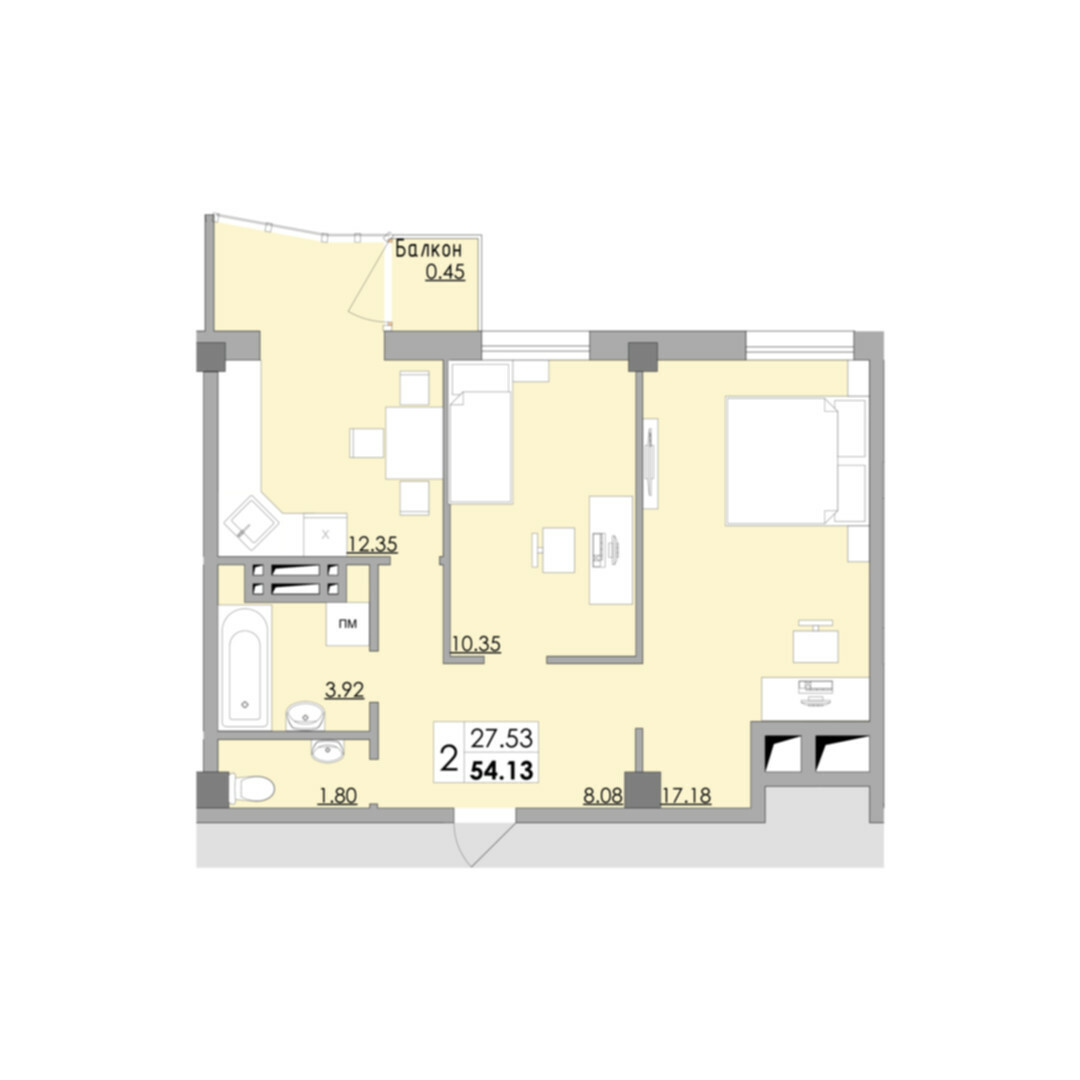 2-комнатная 54.13 м² в ЖК Місто Мрій от 15 450 грн/м², Одесса