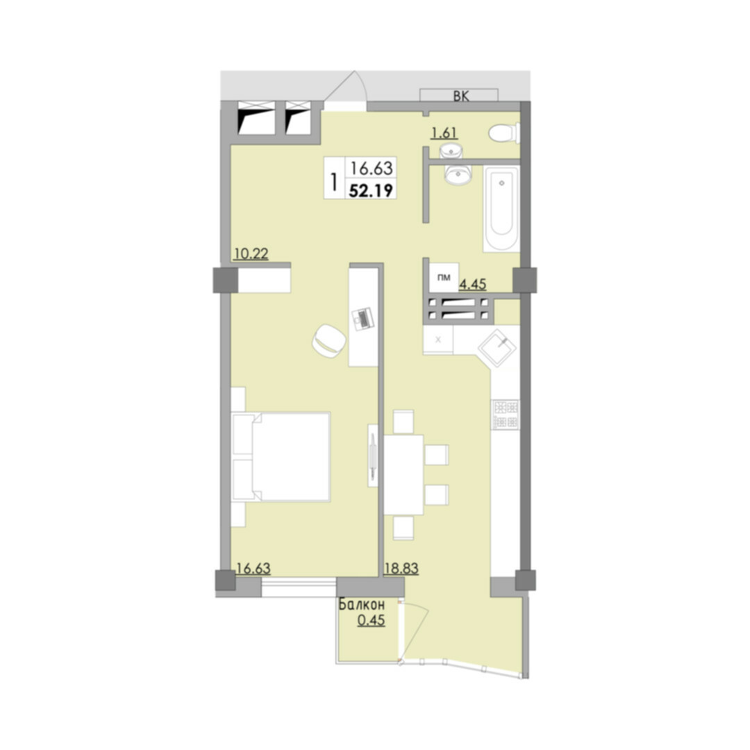 1-кімнатна 52.19 м² в ЖК Місто Мрій від 16 750 грн/м², Одеса