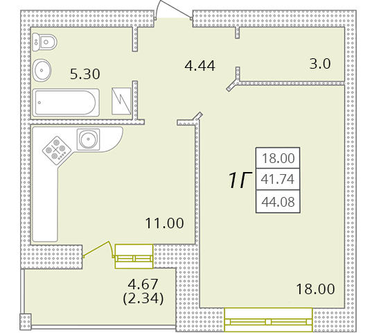 1-комнатная 44.08 м² в ЖК Парк Совиньон от 19 900 грн/м², пгт Таирово