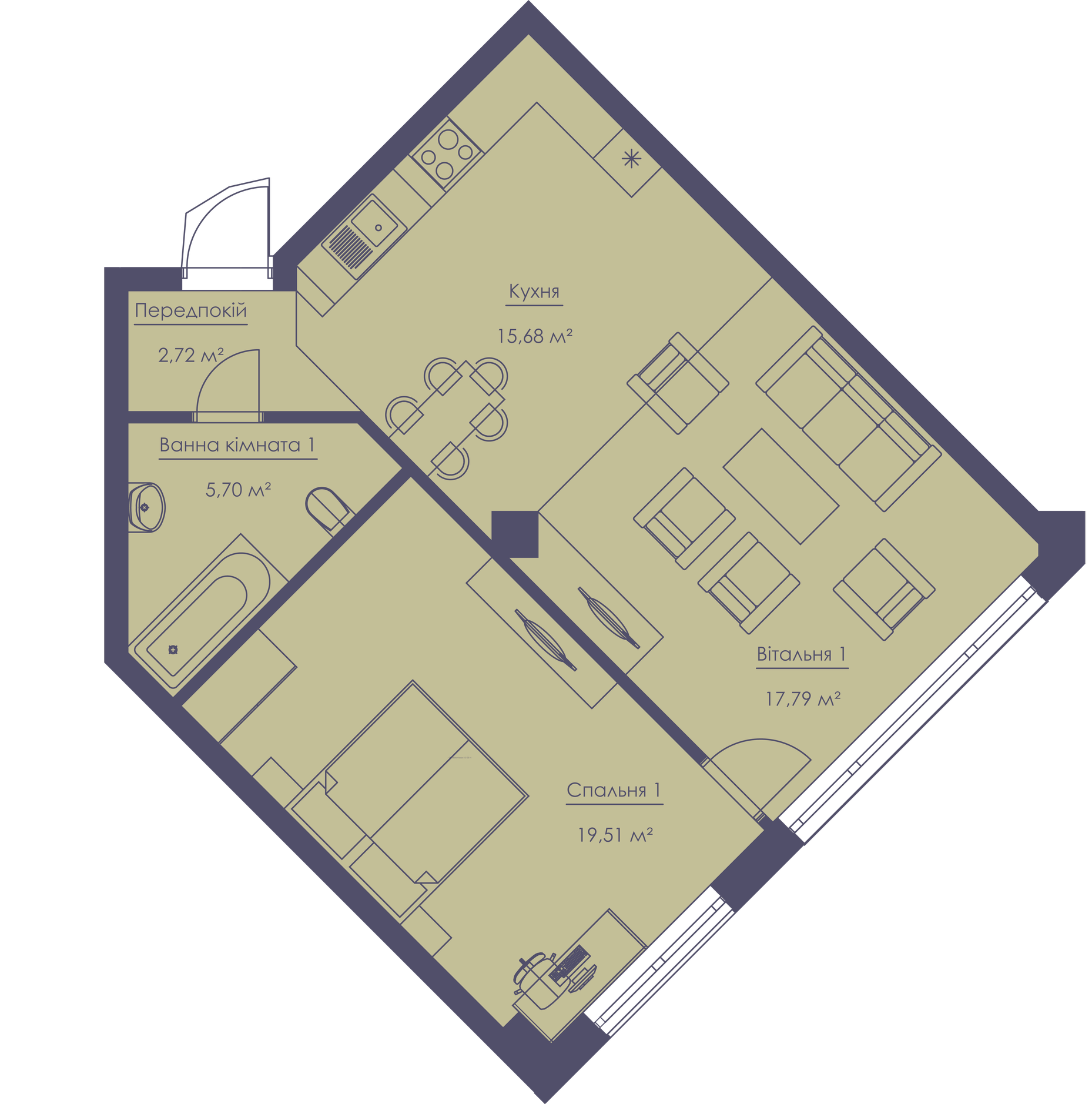 2-кімнатна 61.4 м² в ЖК Franklin Concept House від 41 900 грн/м², Київ