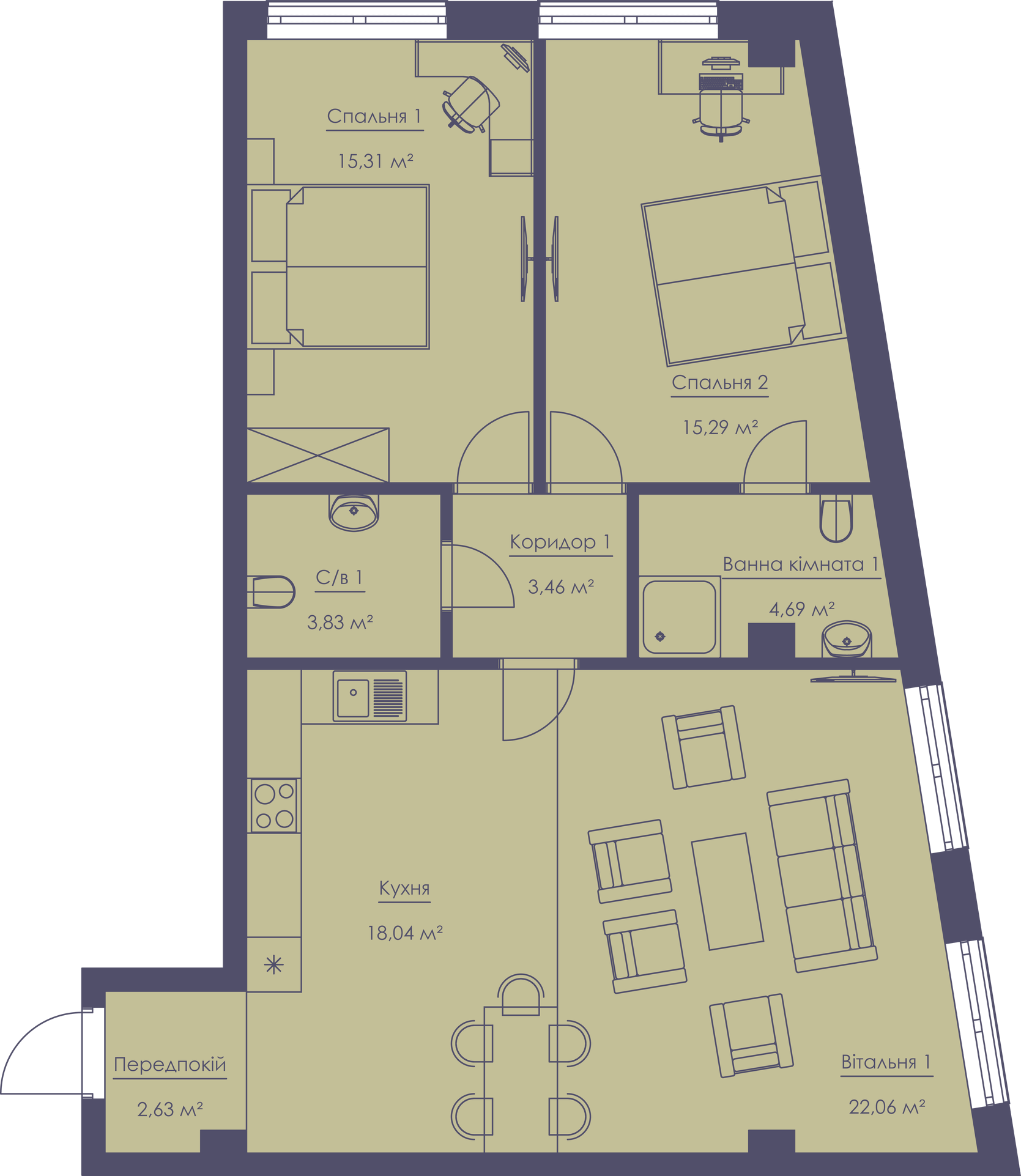 3-комнатная 85.31 м² в ЖК Franklin Concept House от 41 500 грн/м², Киев