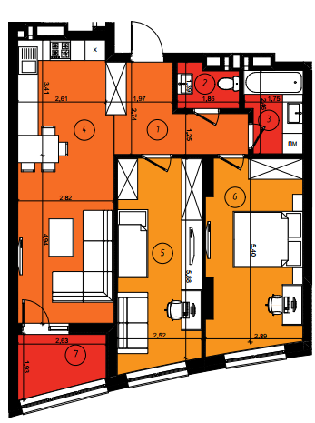 2-комнатная 71.59 м² в ЖК Парус Smart от 18 850 грн/м², Львов