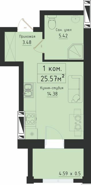 1-комнатная 25.57 м² в ЖК Avinion от 19 800 грн/м², Одесса