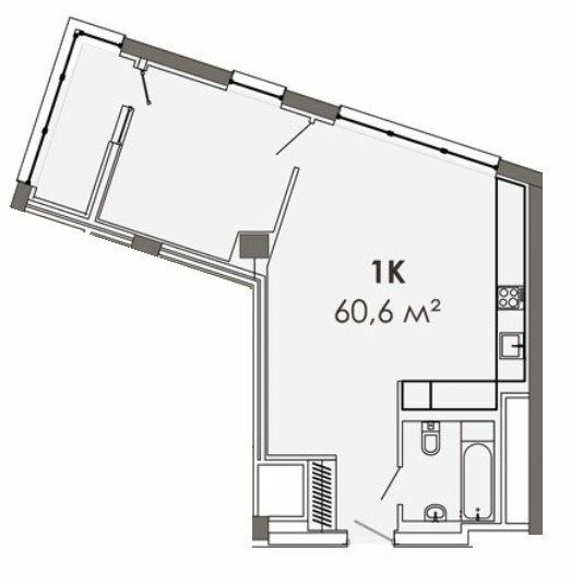 1-кімнатна 60.6 м² в ЖК Катеринославський I від забудовника, Дніпро