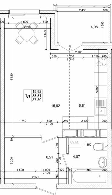 1-комнатная 37.39 м² в ЖК Вудлайн от 20 100 грн/м², с. Новоселки