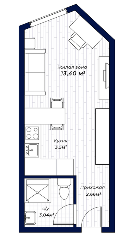 1-комнатная 22.6 м² в ЖК Dixie от 33 600 грн/м², Харьков