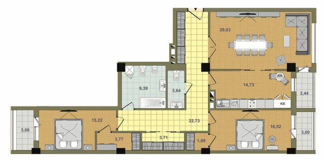 3-кімнатна 125 м² в ЖК Будинок на Набережній від 27 600 грн/м², Харків