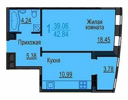 1-кімнатна 42.84 м² в ЖК Меридіан від 13 550 грн/м², Харків