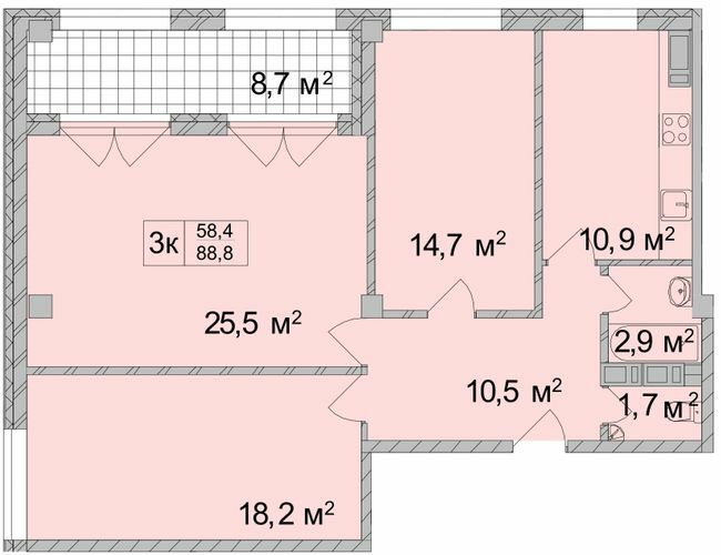 3-комнатная 88.8 м² в ЖК ТИТУЛ Дом на Пушкинской от 39 500 грн/м², Харьков