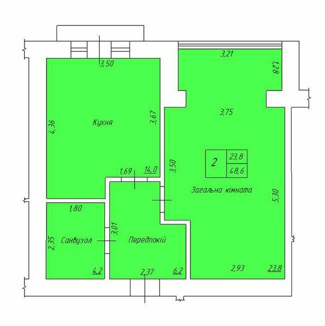 1-комнатная 48.6 м² в ЖК на ул. Нагорная, 6 от застройщика, г. Кременчуг