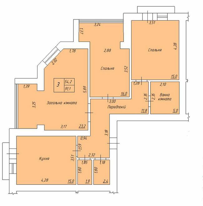 3-комнатная 91.1 м² в ЖК на ул. Нагорная, 6 от застройщика, г. Кременчуг