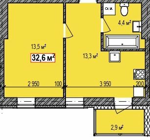 1-кімнатна 32.6 м² в ЖК Dresden від 17 000 грн/м², м. Кам’янське