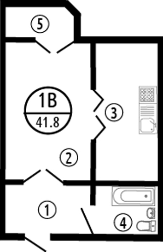 1-кімнатна 41.8 м² в ЖК Парковий від 28 900 грн/м², Полтава