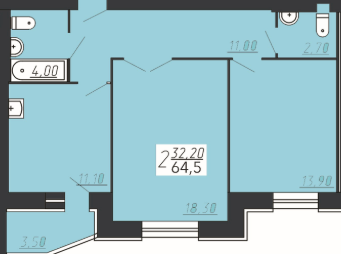 2-кімнатна 64.5 м² в ЖК Щасливий від забудовника, м. Городок