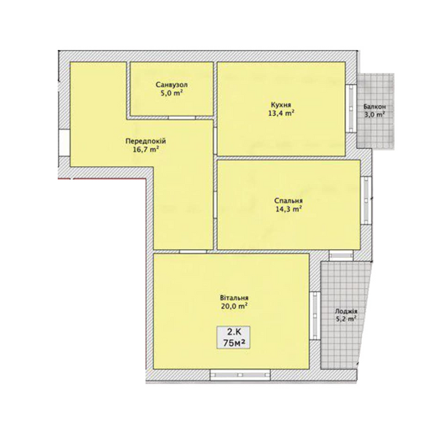 2-кімнатна 75 м² в ЖК на вул. Миколайчука від 21 400 грн/м², Вінниця