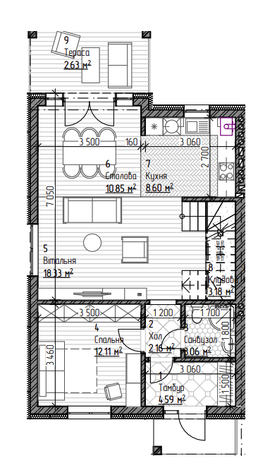 Дуплекс 135 м² в Дуплексы Modern от застройщика, с. Городок