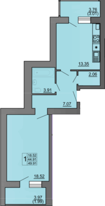 1-комнатная 49.91 м² в ЖК на вул. Володимира Великого, 9 от 14 000 грн/м², Тернополь