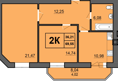 2-комнатная 69.55 м² в ЖК Europa Haus от 21 550 грн/м², Ровно