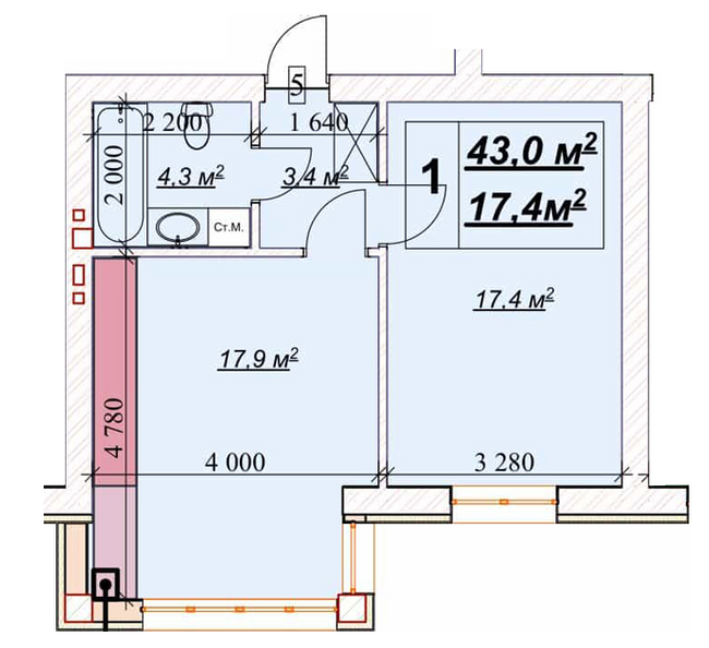 1-комнатная 43 м² в ЖК Европейский от 18 600 грн/м², Ровно