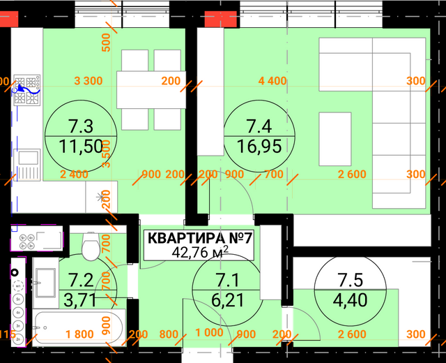 1-кімнатна 42.76 м² в ЖК Грот від 23 950 грн/м², Ужгород