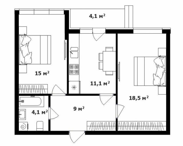 2-комнатная 58 м² в ЖК Карпатского от 21 950 грн/м², с. Минай