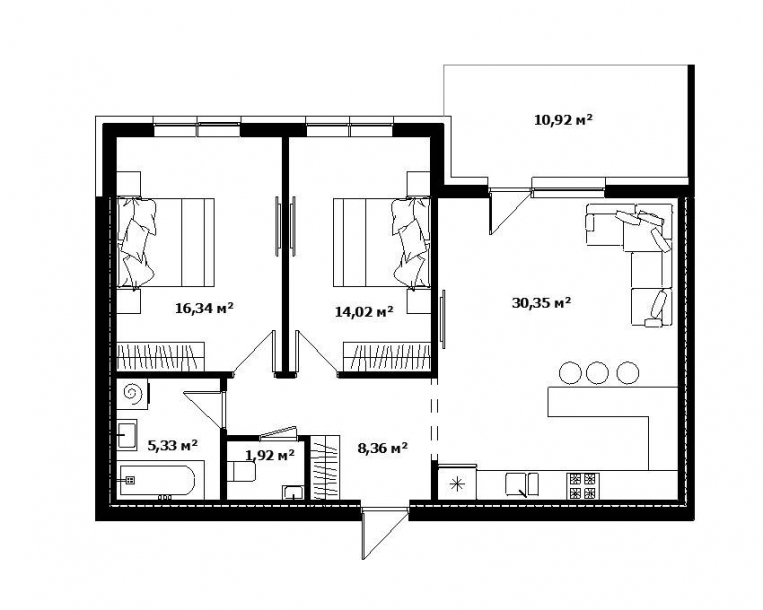 2-кімнатна 82 м² в ЖК River Land від 42 350 грн/м², Ужгород