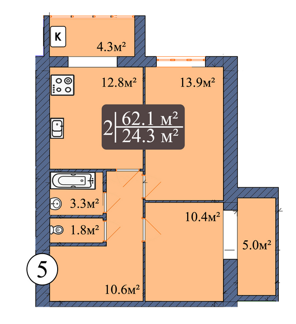 2-комнатная 62.1 м² в ЖК Мечта от 12 500 грн/м², Чернигов