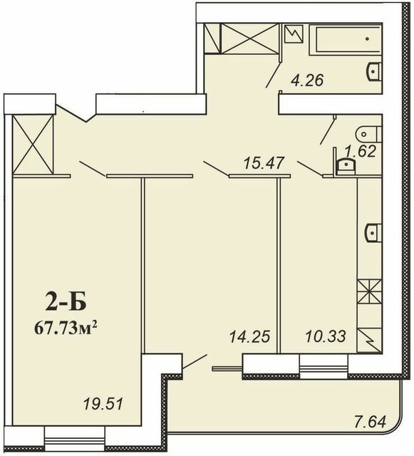 2-кімнатна 67.73 м² в ЖК Парковий від 14 000 грн/м², Чернігів