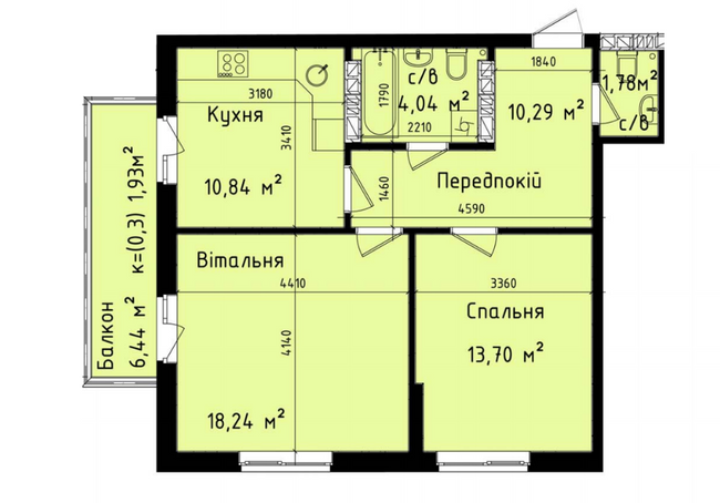 2-комнатная 60.82 м² в ЖК Днепровский от 31 500 грн/м², Киев