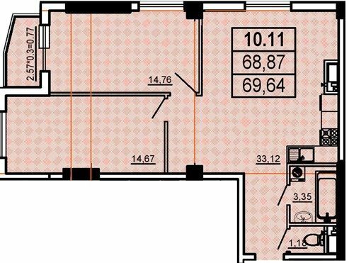 2-кімнатна 69.64 м² в ЖК Аполон від 29 150 грн/м², Одеса
