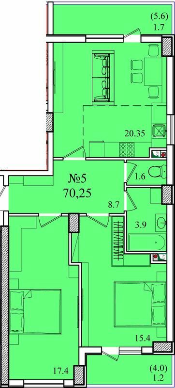 2-комнатная 70.25 м² в ЖК Восход от 27 300 грн/м², Одесса