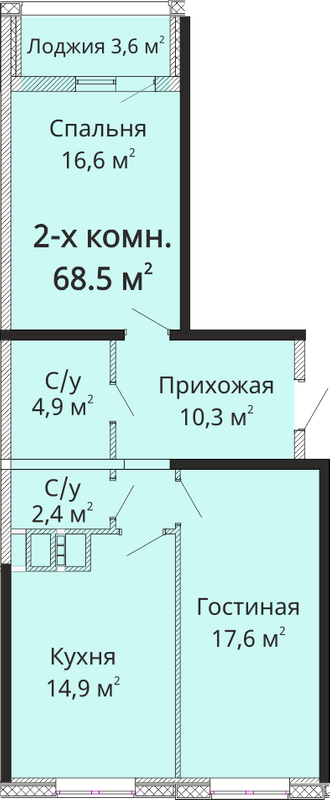 2-кімнатна 68.5 м² в ЖК Михайлівське містечко від забудовника, Одеса