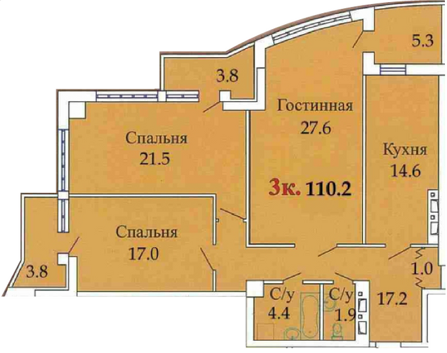 3-кімнатна 110.2 м² в ЖК Одісей від 15 000 грн/м², Одеса