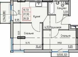 1-комнатная 39.13 м² в ЖК Пространство на Раскидайловской от застройщика, Одесса