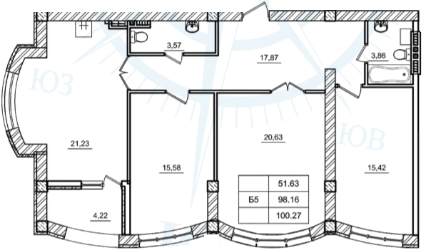 3-комнатная 100.27 м² в ЖК Дом у моря от 13 000 грн/м², г. Южное