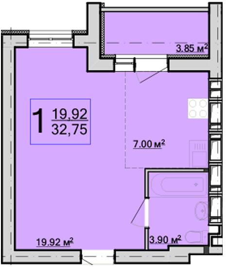 1-комнатная 32.75 м² в ЖК Птичка от 11 800 грн/м², Харьков